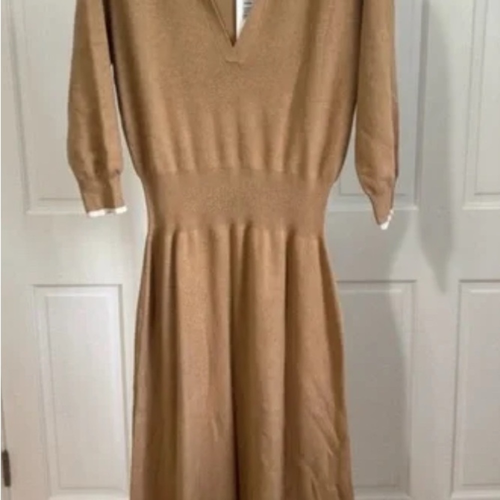 Unsubscribed Polo Sweater Dress Cashmere Blend Dark Tan NWT MSRP $248